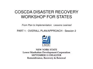 COSCDA DISASTER RECOVERY WORKSHOP FOR STATES