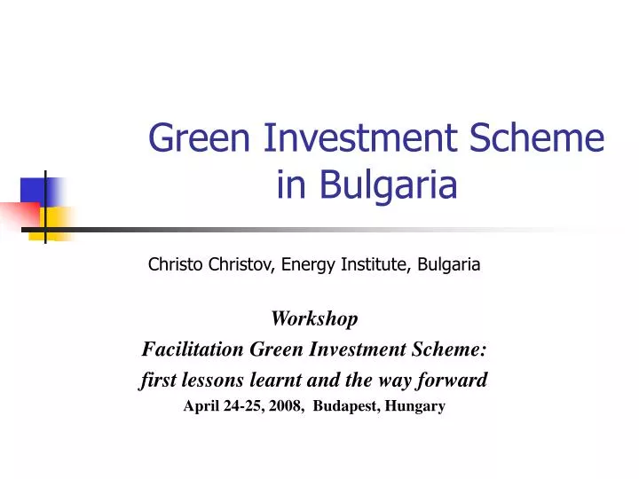 green investment scheme in bulgaria