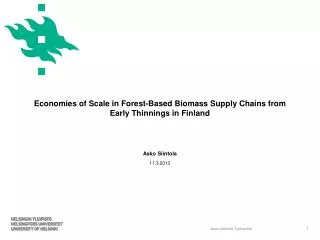 Economies of Scale in Forest-Based Biomass Supply Chains from Early Thinnings in Finland