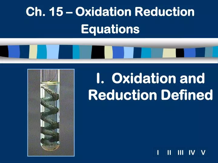 ch 15 oxidation reduction equations