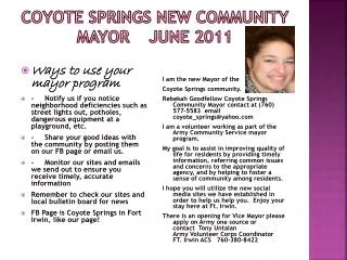 Coyote Springs New Community mayor June 2011