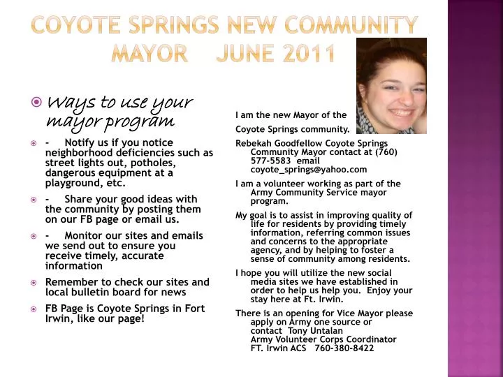 coyote springs new community mayor june 2011