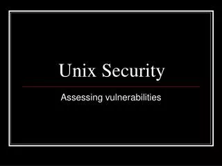 Unix Security