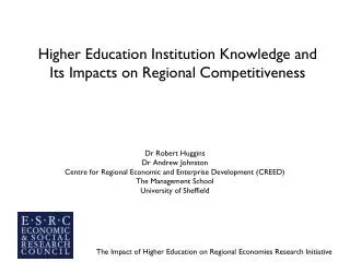 Higher Education Institution Knowledge and Its Impacts on Regional Competitiveness