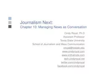 Journalism Next: Chapter 10: Managing News as Conversation