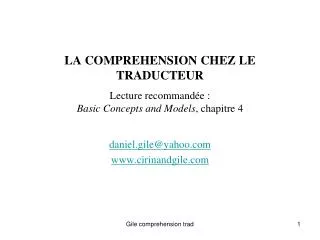 la comprehension chez le traducteur lecture recommand e basic concepts and models chapitre 4