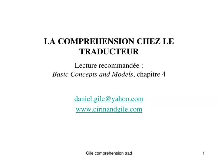 la comprehension chez le traducteur lecture recommand e basic concepts and models chapitre 4