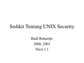 Sedikit Tentang UNIX Security