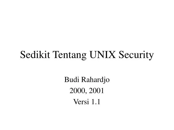 sedikit tentang unix security