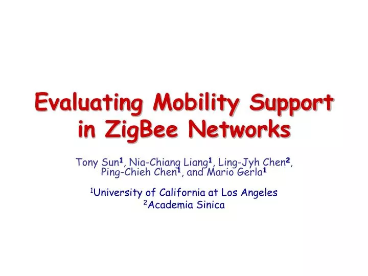 evaluating mobility support in zigbee networks