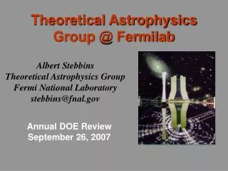Albert Stebbins Theoretical Astrophysics Group Fermi National Laboratory stebbins@fnal.gov