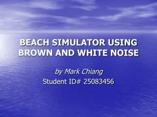 BEACH SIMULATOR USING BROWN AND WHITE NOISE