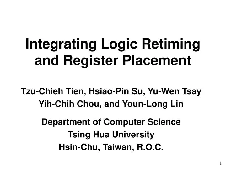 integrating logic retiming and register placement