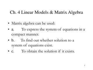 Ch. 4 Linear Models &amp; Matrix Algebra