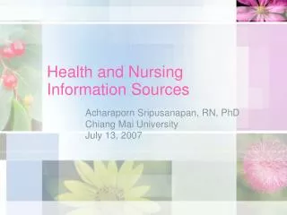 Health and Nursing Information Sources