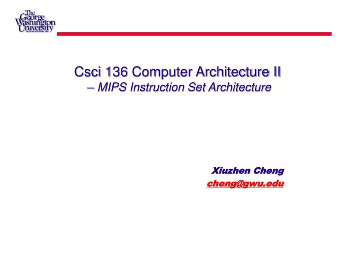 csci 136 computer architecture ii mips instruction set architecture
