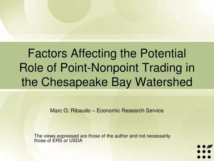 factors affecting the potential role of point nonpoint trading in the chesapeake bay watershed