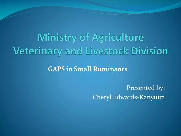 ministry of agriculture veterinary and livestock division