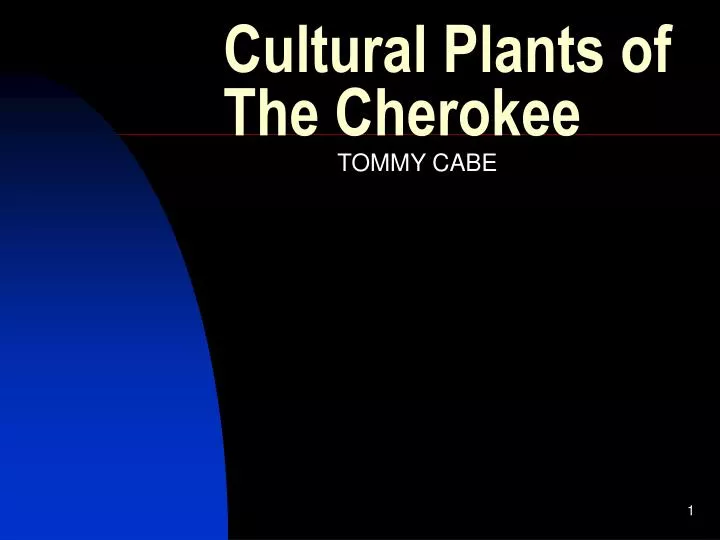 cultural plants of the cherokee