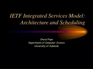 IETF Integrated Services Model: Architecture and Scheduling