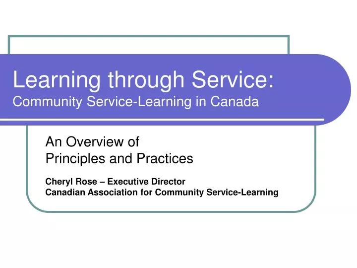 learning through service community service learning in canada