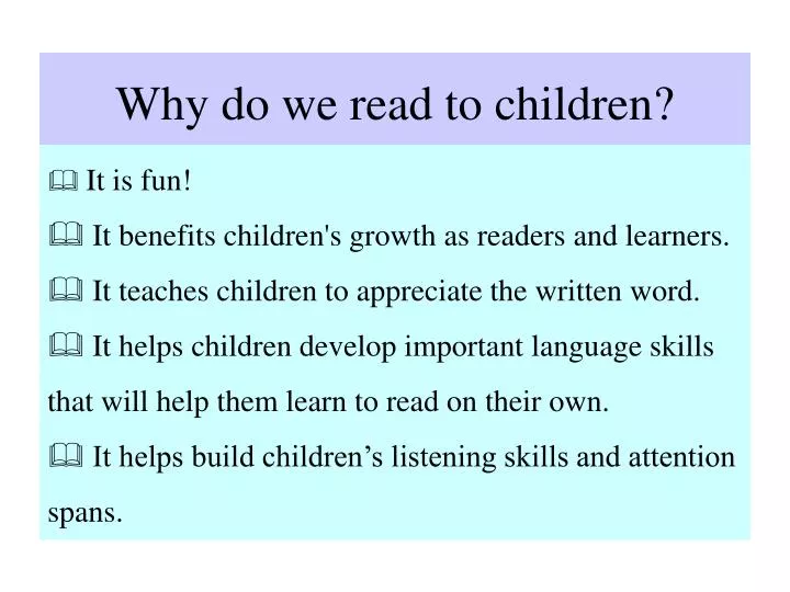 why do we read to children