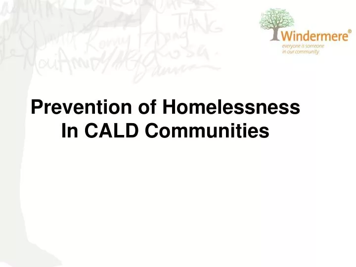 prevention of homelessness in cald communities