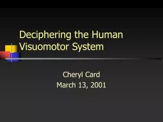 Deciphering the Human Visuomotor System