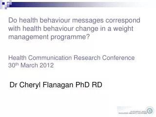 Dr Cheryl Flanagan PhD RD