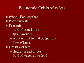 Economic Crisis of 1780s