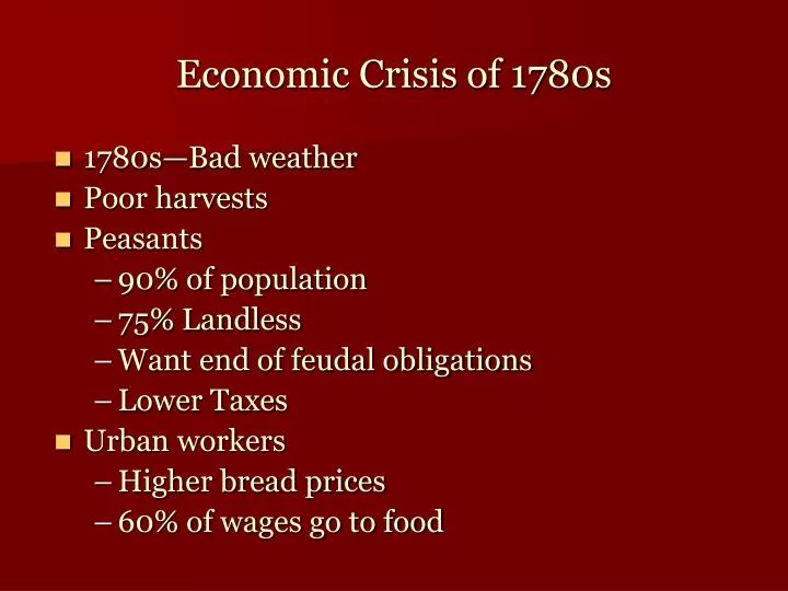 economic crisis of 1780s