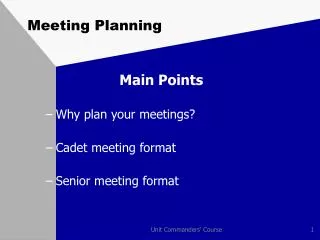 Meeting Planning