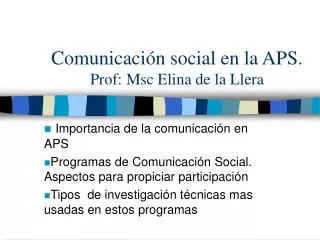 comunicaci n social en la aps prof msc elina de la llera