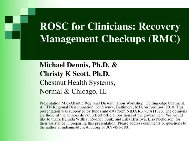 rosc for clinicians recovery management checkups rmc