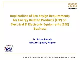 Implications of Eco design Requirements for Energy Related Products (ErP) on Electrical &amp; Electronic Equipments (EEE