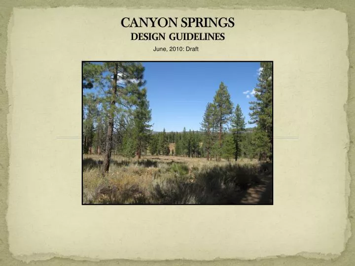 canyon springs design guidelines