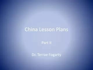 China Lesson Plans