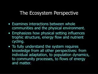 The Ecosystem Perspective