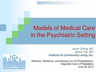 Models of Medical Care in the Psychiatric Setting