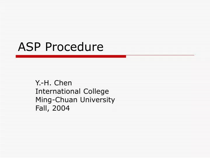 asp procedure