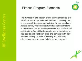 Fitness Program Elements