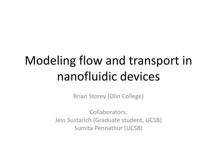 modeling flow and transport in nanofluidic devices