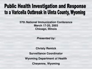 Public Health Investigation and Response