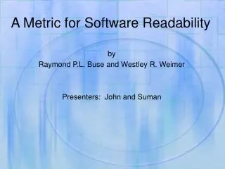 A Metric for Software Readability