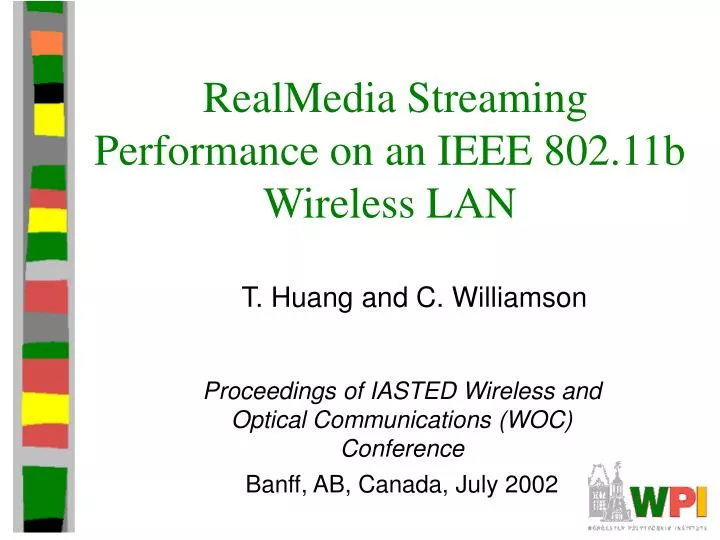 realmedia streaming performance on an ieee 802 11b wireless lan