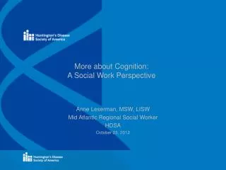 More about Cognition: A Social Work Perspective