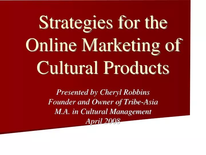 strategies for the online marketing of cultural products
