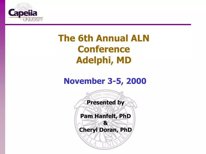 the 6th annual aln conference adelphi md november 3 5 2000