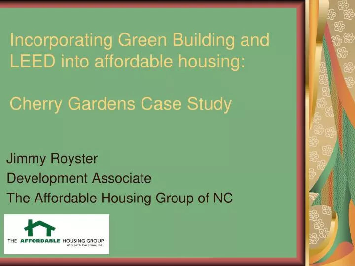 incorporating green building and leed into affordable housing cherry gardens case study