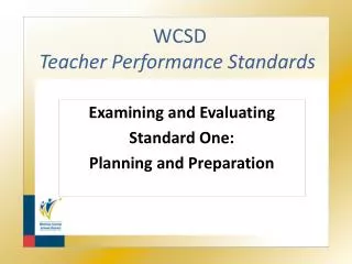 WCSD Teacher Performance Standards